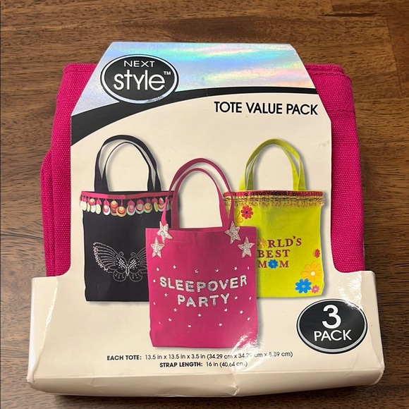 next Other - Set of 3 Canvas Tote Bags Shopping Storage Organizer